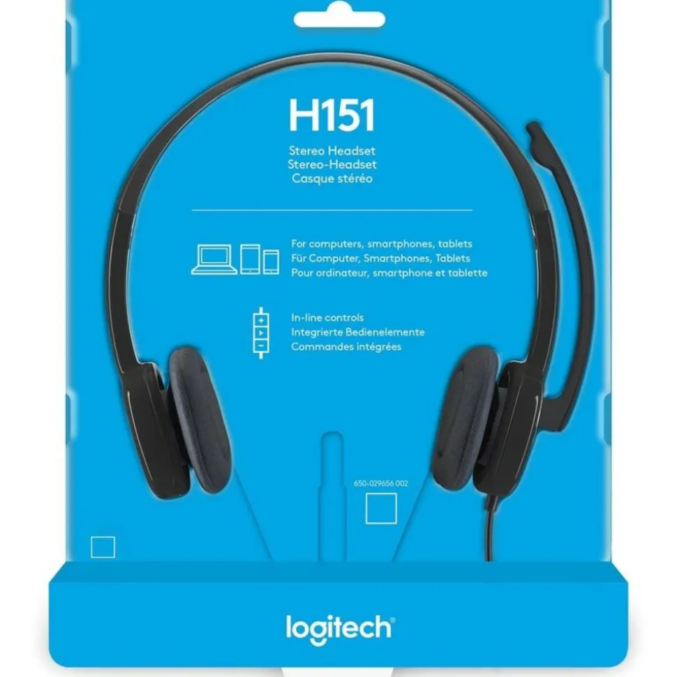 Logitech H151 Binaural Over The Head Headset, Black