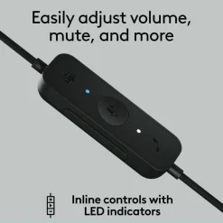 Logitech H570e USB Wired Mono Headset, USB-A, Noise-Canceling Mics, Inline Controls, Certified for Microsoft Teams, Black