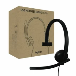 Logitech H570e USB Wired Mono Headset, USB-A, Noise-Canceling Mics, Inline Controls, Certified for Microsoft Teams, Black