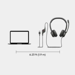 Logitech H390 On-Ear USB Headset with Noise-Cancelling Mic, Black