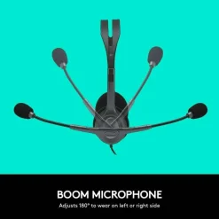 Logitech H111 Wired Headset, Stereo Headphones with Noise-Cancelling Microphone, 3.5 mm Audio Jack