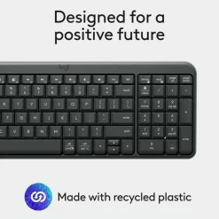 Logitech K250 Bluetooth Keyboard with Numpad, Easy Connectivity, Compact Wireless Keyboard made with Recycled Plastic, Spill-Resistant, comfortable Keys (Graphite)