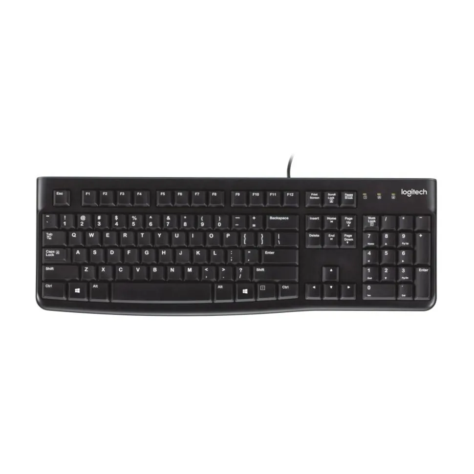 Logitech K120 Wired Keyboard for Windows, USB Plug-and-Play, Full-Size, Spill-Resistant, Curved Space Bar, Compatible with PC, Laptop - Black