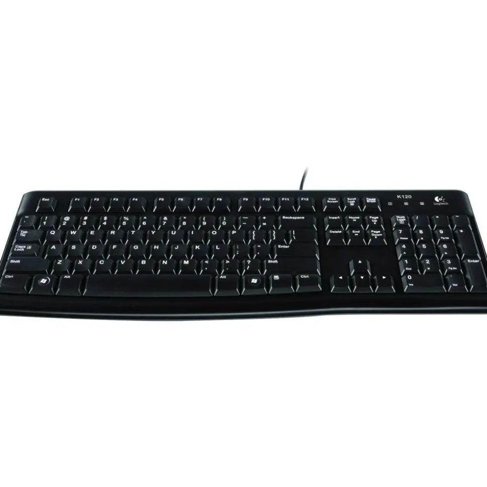 Logitech K120 Wired Keyboard for Windows, USB Plug-and-Play, Full-Size, Spill-Resistant, Curved Space Bar, Compatible with PC, Laptop - Black
