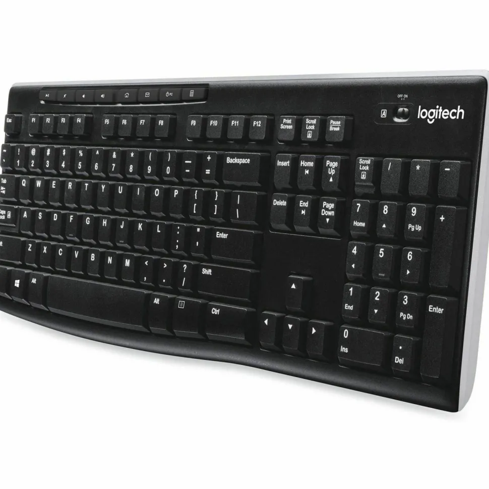 Logitech K270 Wireless Keyboard, USB Unifying Receiver, Black