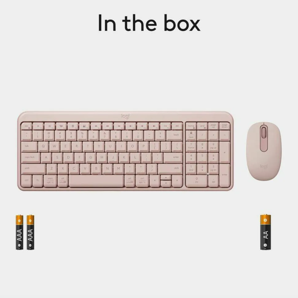 Logitech MK250 Bluetooth Wireless Mouse and Keyboard Combo: Fast & Easy Connectivity, Compact Wireless Keyboard, Ambidextrous Mouse (Rose)