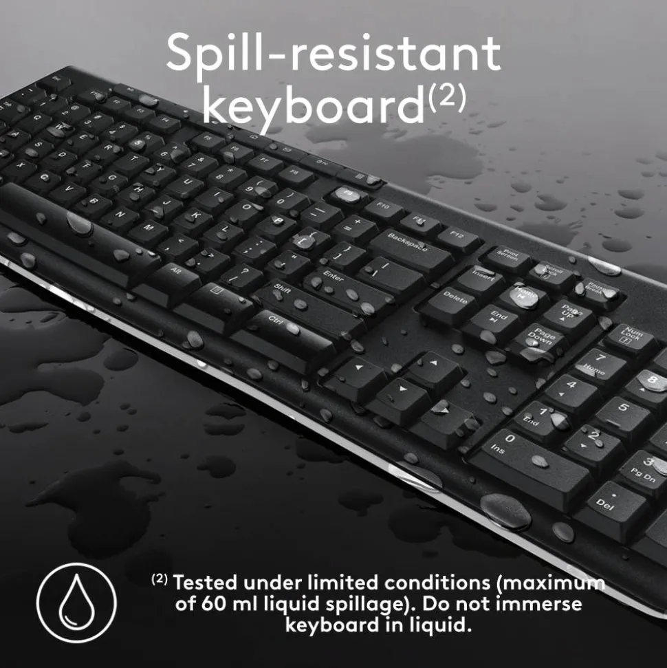 Logitech MK270 Wireless Straight Full-Size Keyboard & Mouse, Black