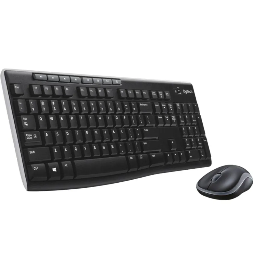 Logitech MK270 Wireless Straight Full-Size Keyboard & Mouse, Black