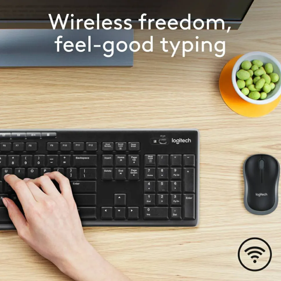 Logitech MK270 Wireless Straight Full-Size Keyboard & Mouse, Black