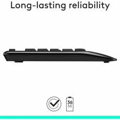 Logitech MK345 Wireless Straight Full Size Keyboard & Right-Handed Optical Mouse, Black