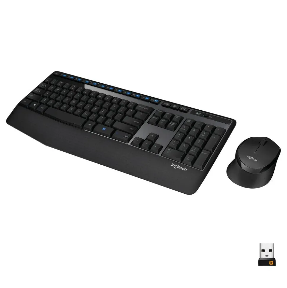Logitech MK345 Wireless Straight Full Size Keyboard & Right-Handed Optical Mouse, Black