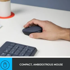 Logitech MK235 Wireless Straight Full-Size Keyboard & Ambidextrous Optical Mouse, Black