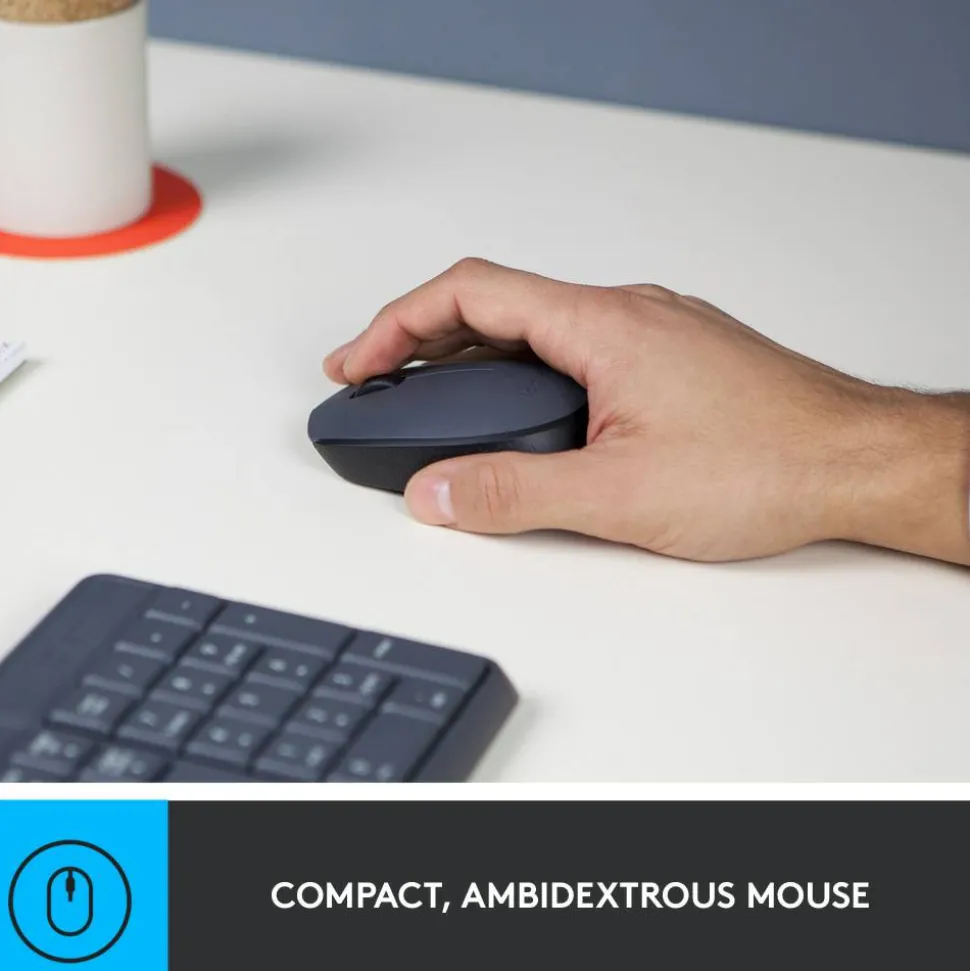 Logitech MK235 Wireless Straight Full-Size Keyboard & Ambidextrous Optical Mouse, Black