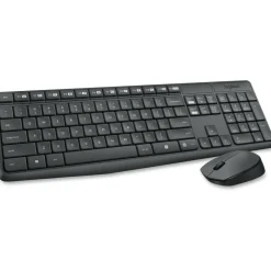 Logitech MK235 Wireless Straight Full-Size Keyboard & Ambidextrous Optical Mouse, Black