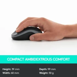 LogitechMK320 Wireless Straight Full-Size Keyboard & Ambidextrous Optical Mouse, Black