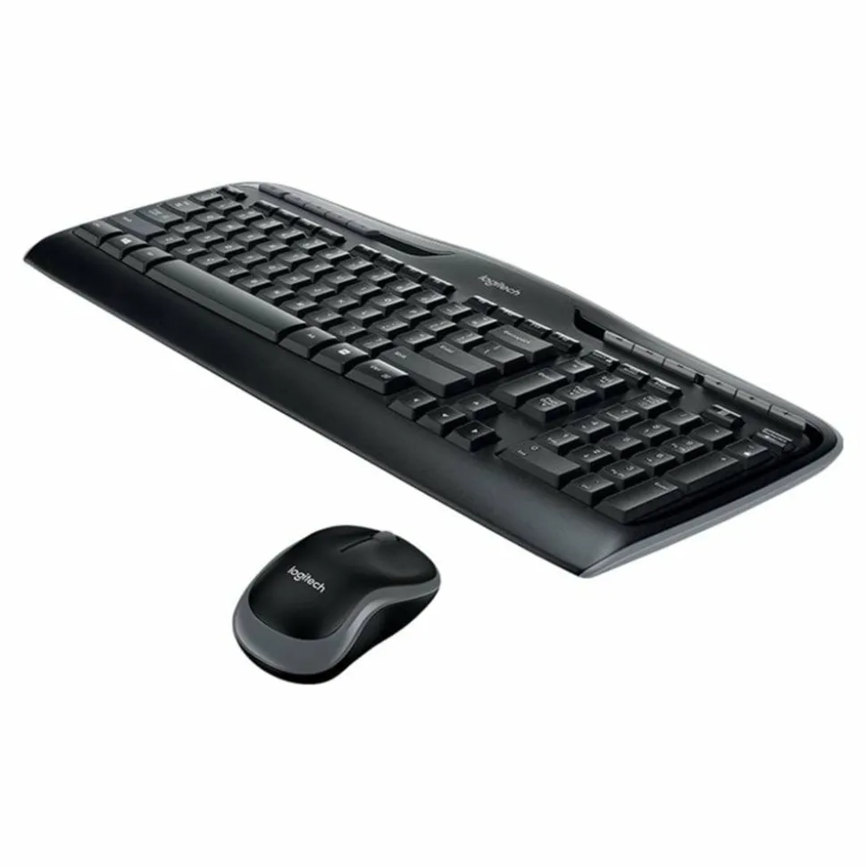 LogitechMK320 Wireless Straight Full-Size Keyboard & Ambidextrous Optical Mouse, Black