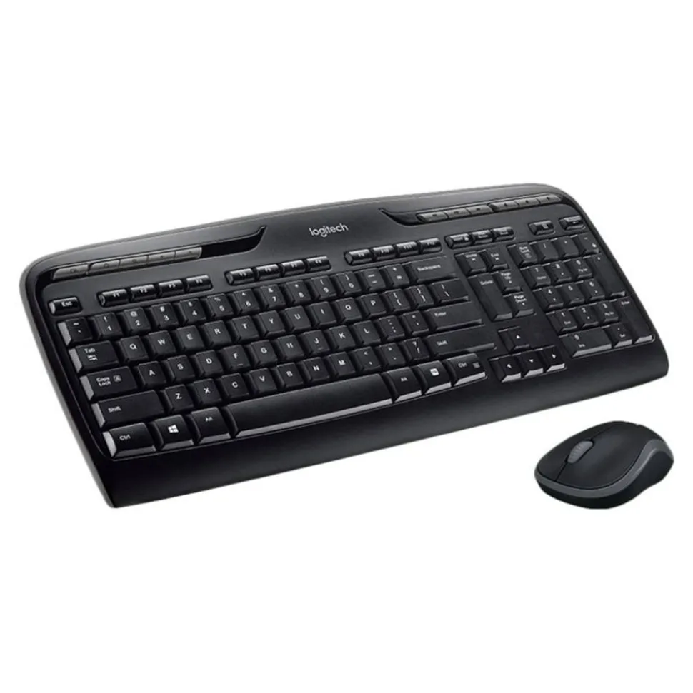 LogitechMK320 Wireless Straight Full-Size Keyboard & Ambidextrous Optical Mouse, Black