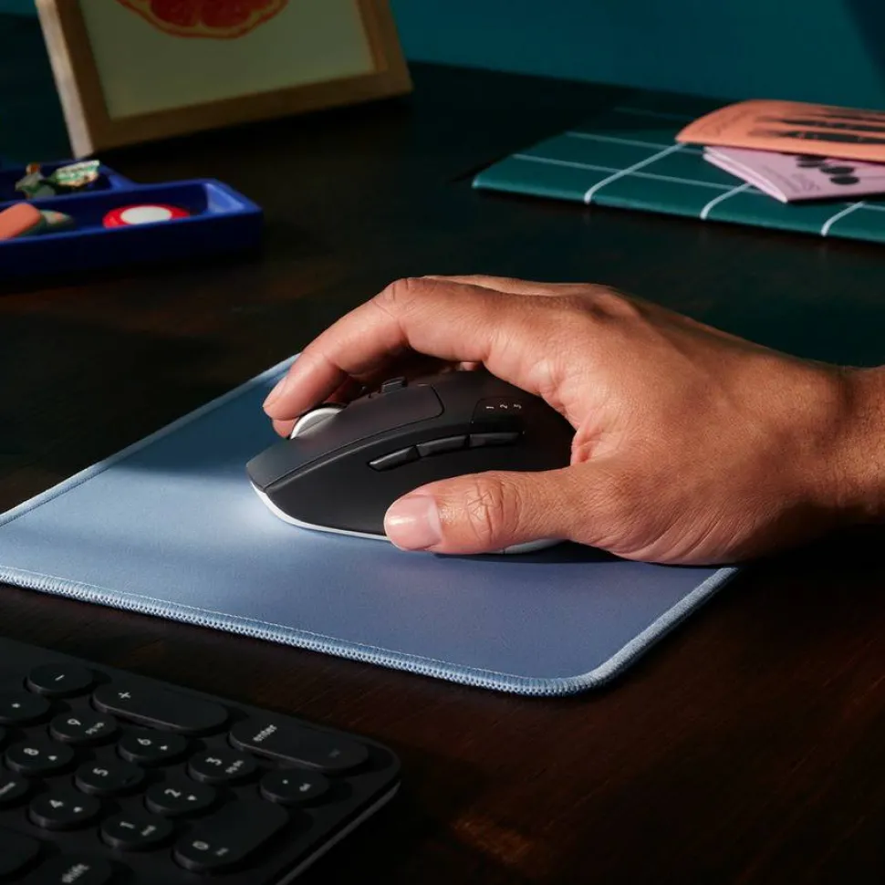 Logitech Mouse Pad - Studio Series, Computer Mouse Mat with Anti-slip Rubber Base, Spill-Resistant Surface, Blue Grey