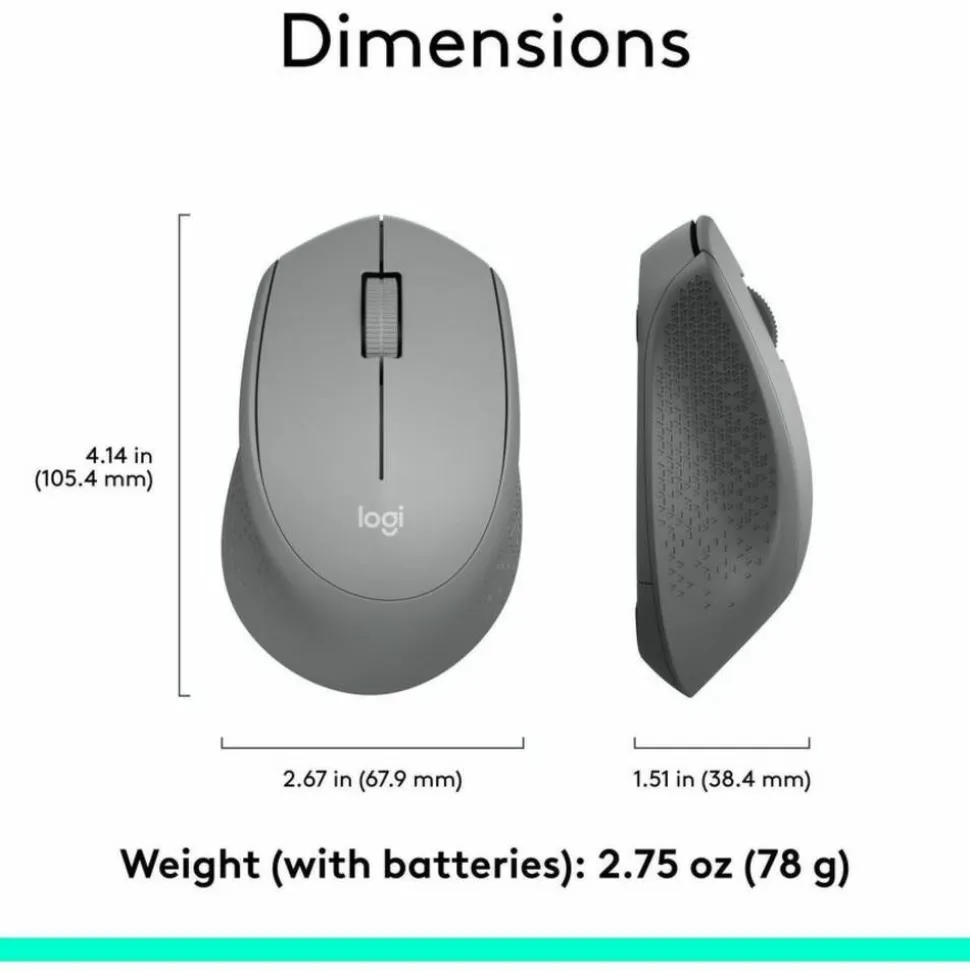 Logitech M330 Silent Plus Wireless Mouse, Silver