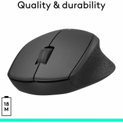 Logitech M330 SILENT Wireless Mouse, 2.4GHz with USB Nano Receiver, 1000 DPI Optical Tracking, Black