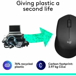Logitech M330 SILENT Wireless Mouse, 2.4GHz with USB Nano Receiver, 1000 DPI Optical Tracking, Black