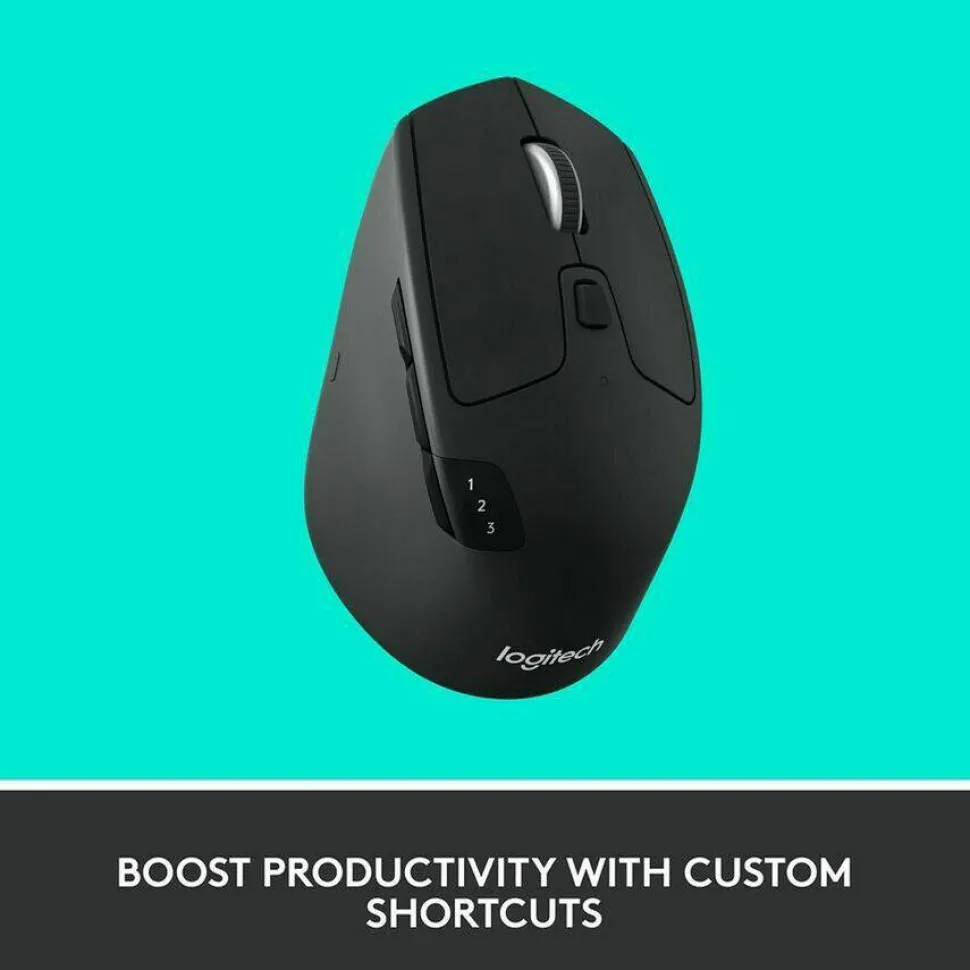 Logitech M720 Triathlon Wireless Mouse, 2.4 GHz Frequency, 33 ft Wireless Range, Right Hand Use, Black