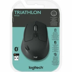 Logitech M720 Triathlon Wireless Mouse, 2.4 GHz Frequency, 33 ft Wireless Range, Right Hand Use, Black