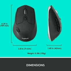 Logitech M720 Triathlon Wireless Mouse, 2.4 GHz Frequency, 33 ft Wireless Range, Right Hand Use, Black