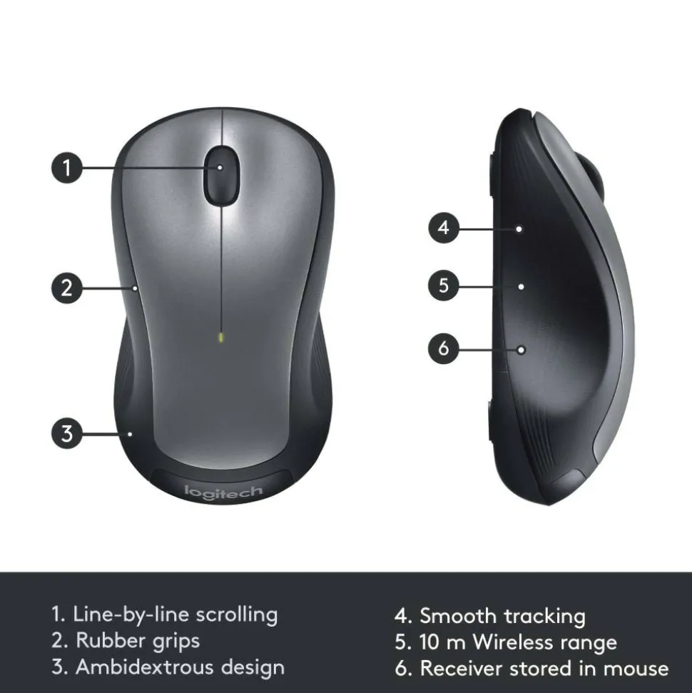 Logitech M310 Wireless Optical Mouse, Silver