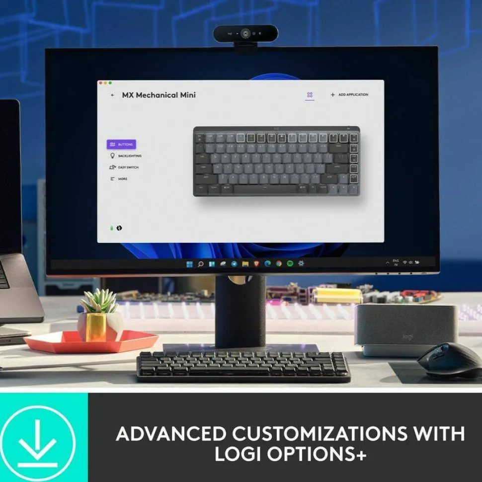 Logitech MX Mechanical Mini Minimalist Wireless Illuminated Keyboard, Linear Switches, Bluetooth, Graphite