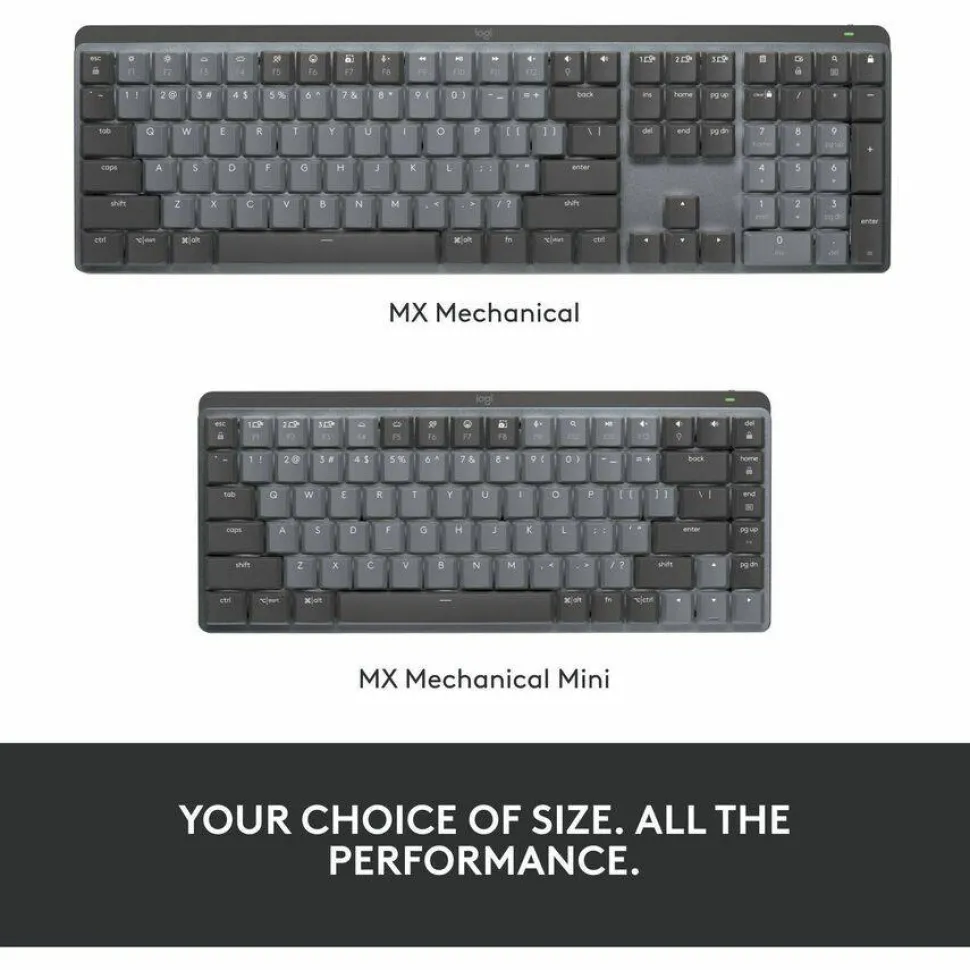 Logitech MX Mechanical Mini Minimalist Wireless Illuminated Keyboard, Linear Switches, Bluetooth, Graphite