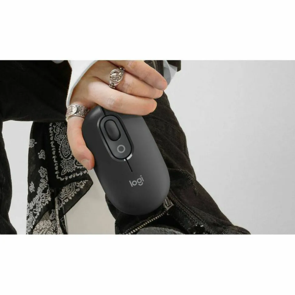 Logitech POP Mouse, Compact and Portable Wireless Bluetooth Mouse With Programmable Buttons and Quiet Clicks, Graphite