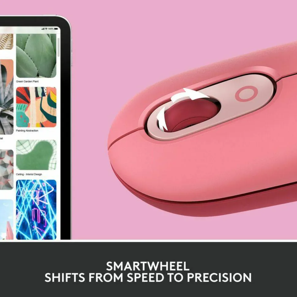 Logitech POP Mouse, Wireless Mouse with Customizable Emojis, SilentTouch Technology, Precision/Speed Scroll, Heartbreaker Rose