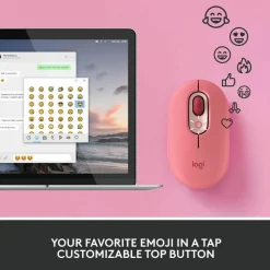 Logitech POP Mouse, Wireless Mouse with Customizable Emojis, SilentTouch Technology, Precision/Speed Scroll, Heartbreaker Rose