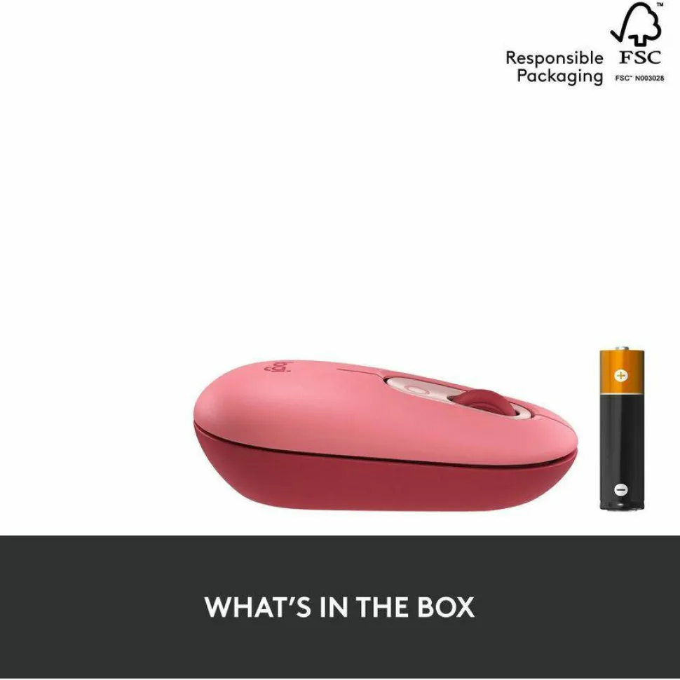 Logitech POP Mouse, Wireless Mouse with Customizable Emojis, SilentTouch Technology, Precision/Speed Scroll, Heartbreaker Rose