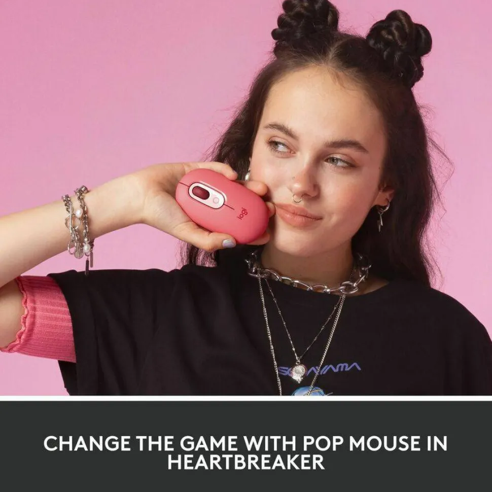 Logitech POP Mouse, Wireless Mouse with Customizable Emojis, SilentTouch Technology, Precision/Speed Scroll, Heartbreaker Rose