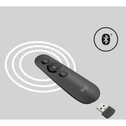 Logitech R500s Laser Presentation Remote, Bluetooth, USB-A Receiver, Presentation Clicker with Laser Pointer (Class 1) for Powerpoint, Keynote, Google Slides