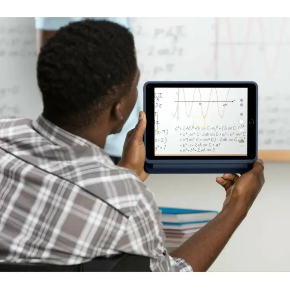 Logitech Rugged Combo 3 Touch iPad Keyboard Case with Trackpad and Smart Connector for iPad (7th, 8th, & 9th generation) - Classic Blue