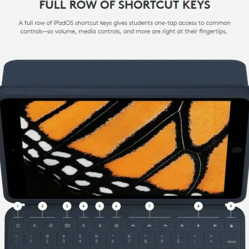 Logitech Rugged Combo 3 Touch iPad Keyboard Case with Trackpad and Smart Connector for iPad (7th, 8th, & 9th generation) - Classic Blue