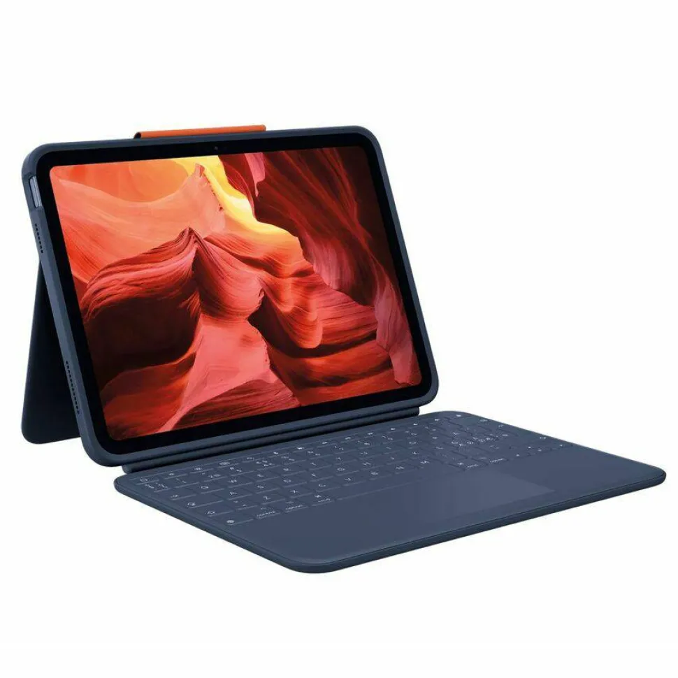 Logitech Rugged Combo 4 Touch Rugged Keyboard/Cover Case (Folio) for 10.9" Apple iPad (10th Generation) Tablet - Classic Blue - Brown Box Packaging