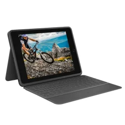 Logitech Rugged Folio for iPad 7th/8th/9th Generation, Protective Keyboard Case with Smart Connector and Durable Spill-Proof Keyboard - Graphite