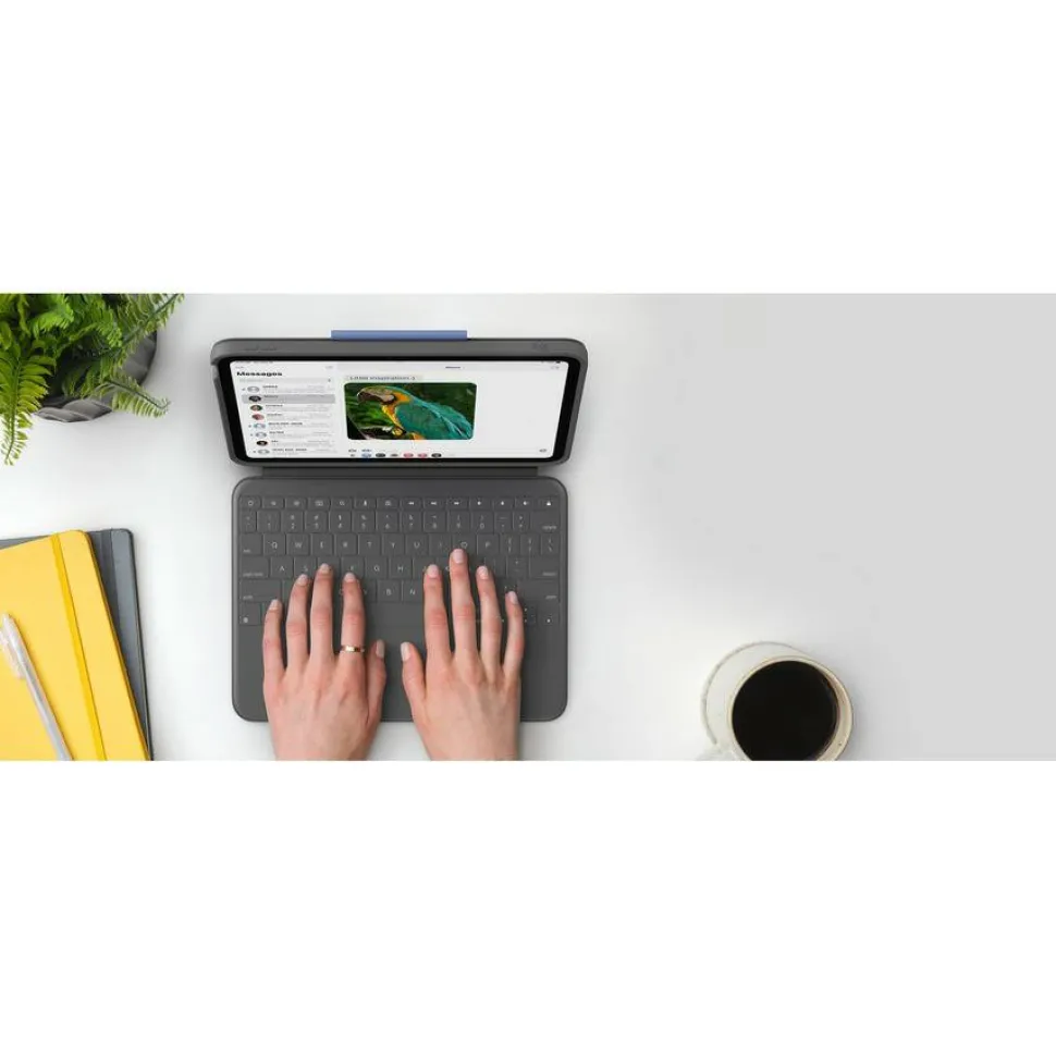 Logitech Rugged Folio Rugged Keyboard/Cover Case (Folio) for 10.9" Apple, Logitech iPad (10th Generation & A16) Tablet - Graphite