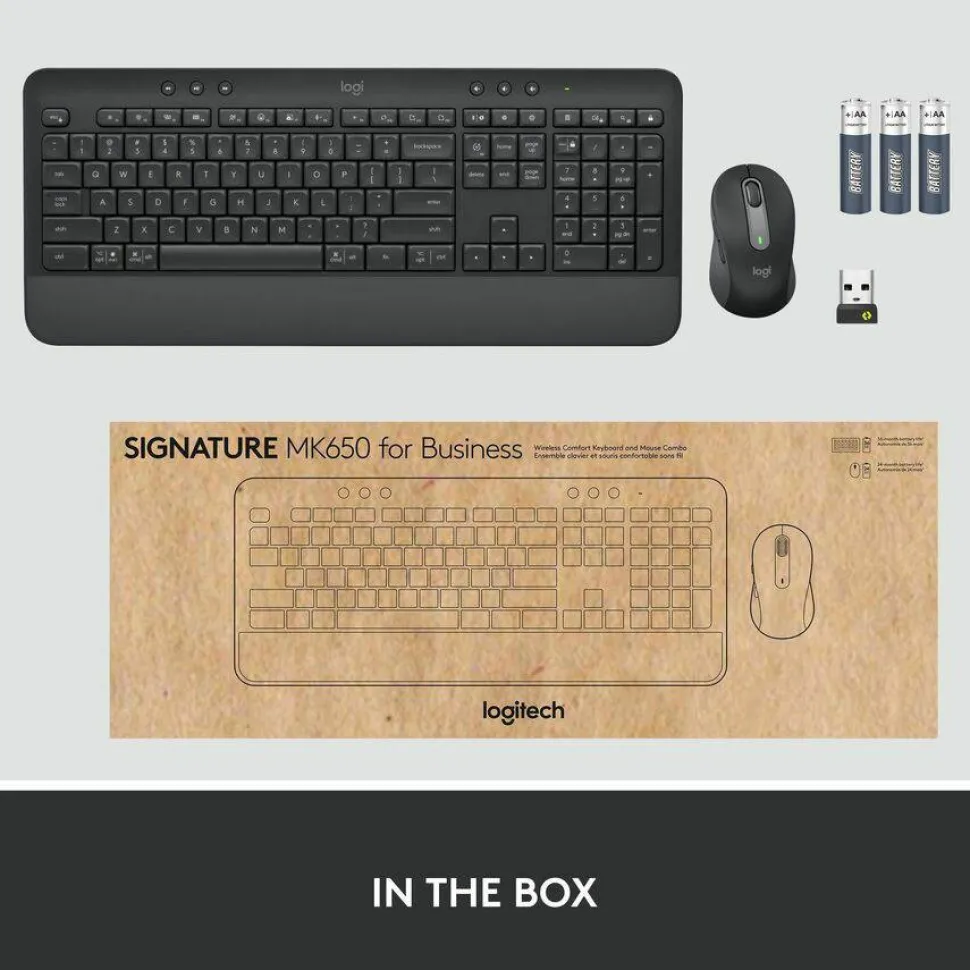 Logitech Signature MK650 Combo for Business, Wireless Mouse and Keyboard, Logi Bolt, Bluetooth, SmartWheel, Globally Certified, Graphite