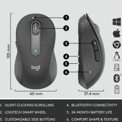 Logitech Signature MK650 Combo for Business, Wireless Mouse and Keyboard, Logi Bolt, Bluetooth, SmartWheel, Globally Certified, Graphite