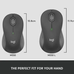 Logitech Signature M550 L Full Size Wireless Mouse - For Large Sized Hands, 2-Year Battery, Silent Clicks, Bluetooth, Graphite