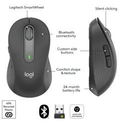 Logitech Signature M650 L Full Size Wireless Mouse, Graphite