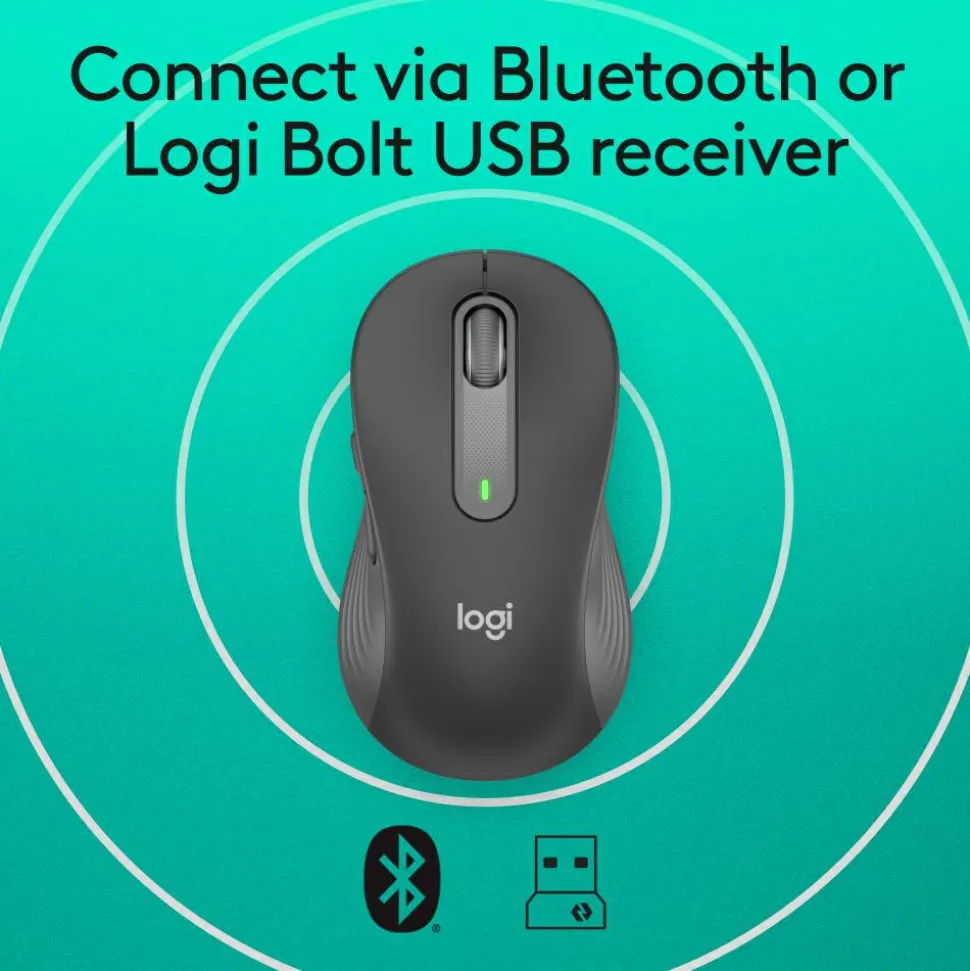 Logitech Signature M650 L Full Size Wireless Mouse, Graphite