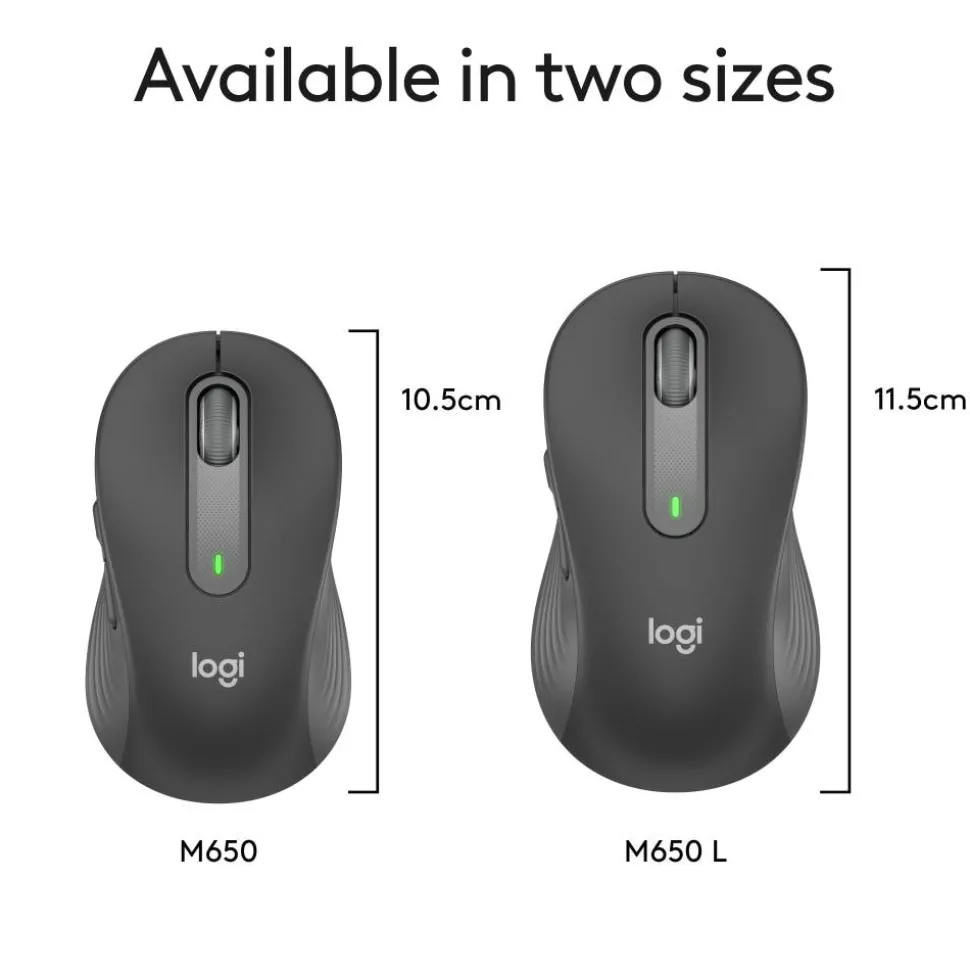 Logitech Signature M650 L Full Size Wireless Mouse, Graphite