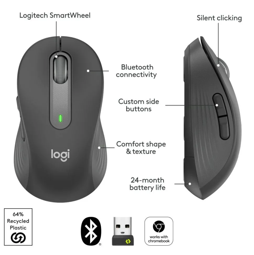 Logitech Signature M650 Wireless Mouse, Graphite