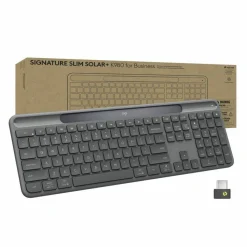 Logitech Signature Slim Solar+ K980 for Business, Wireless Keyboard, Quiet Typing, Secure Receiver, Bluetooth, Windows, Mac - Graphite